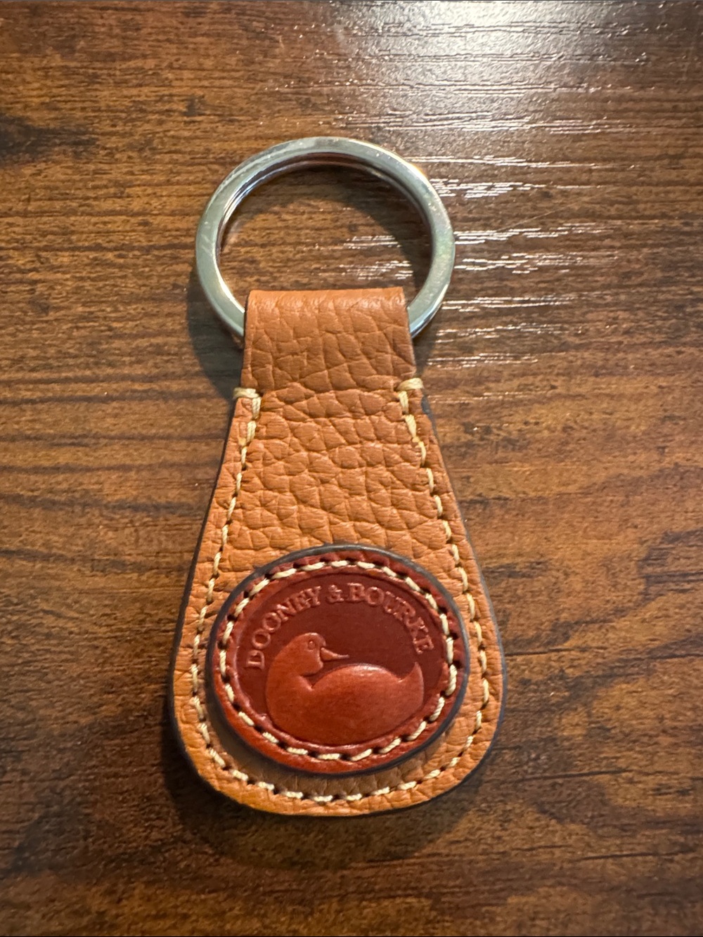 Dooney & Bourke Tan and Chestnut Pebbled Leather Key Fob